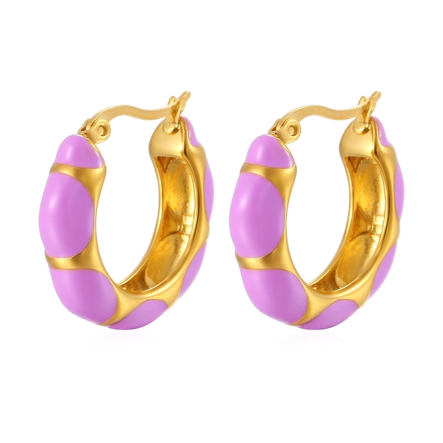 Color Block Epoxy Earrings [304 Stainless Steel,18K Gold Plated]