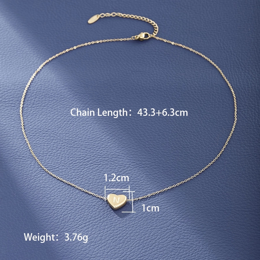 Collier de forme de coeur LETTER [304 en acier inoxydable, 18 km plaqués à l'or]