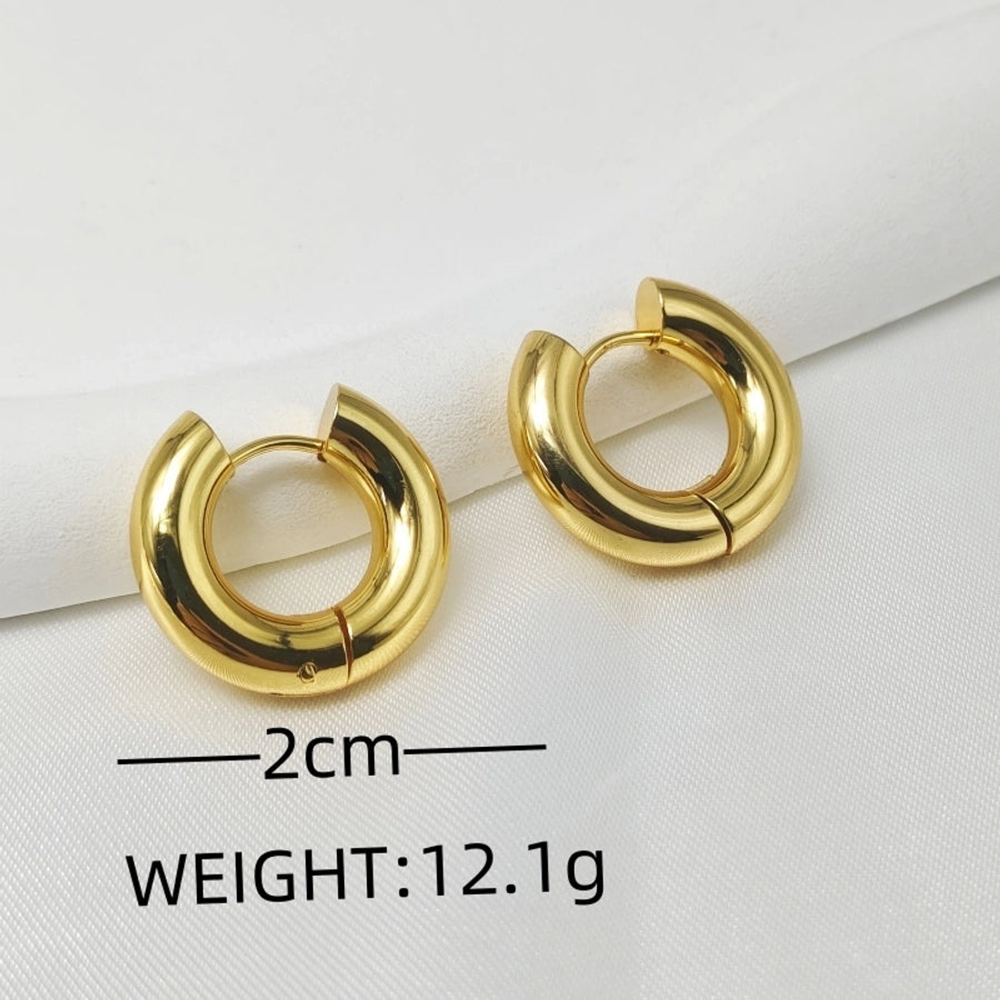 Round Oval Circle Earrings [304 Stainless Steel,18K Gold Plated]