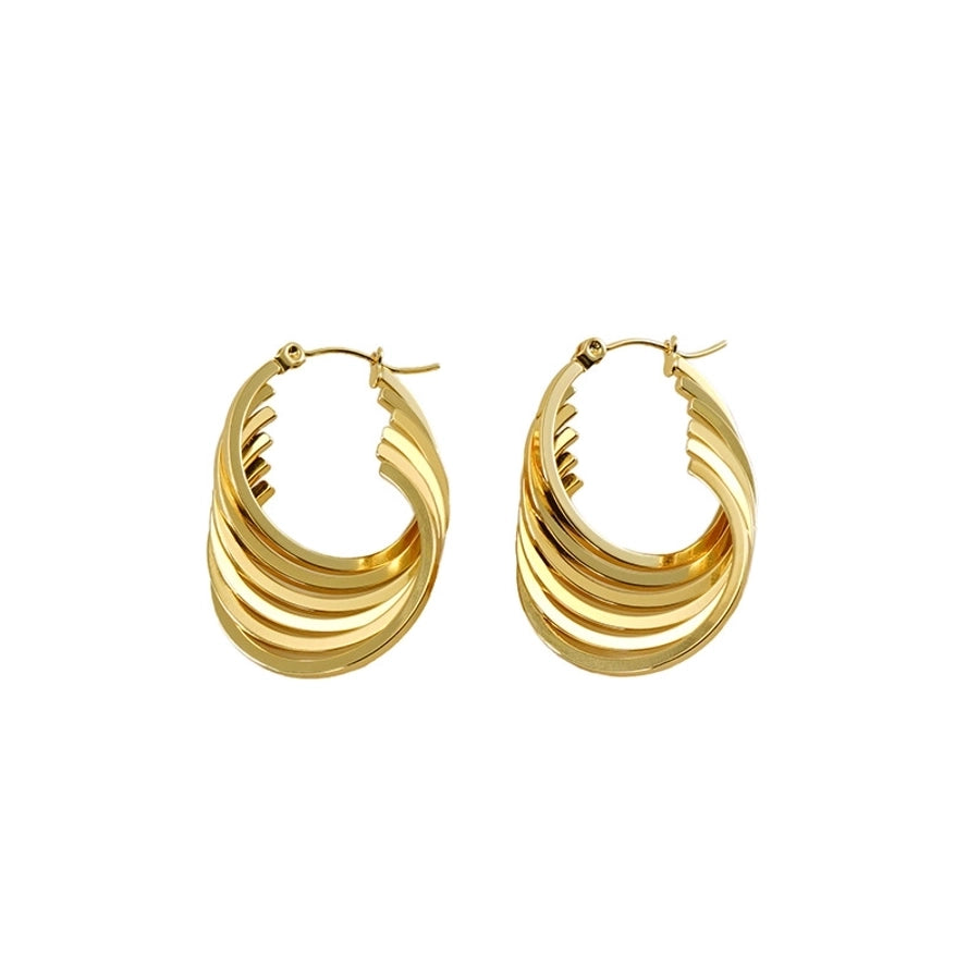 Geometric Solid Color  Hoop Earrings [304 Stainless Steel,18K Gold Plated]