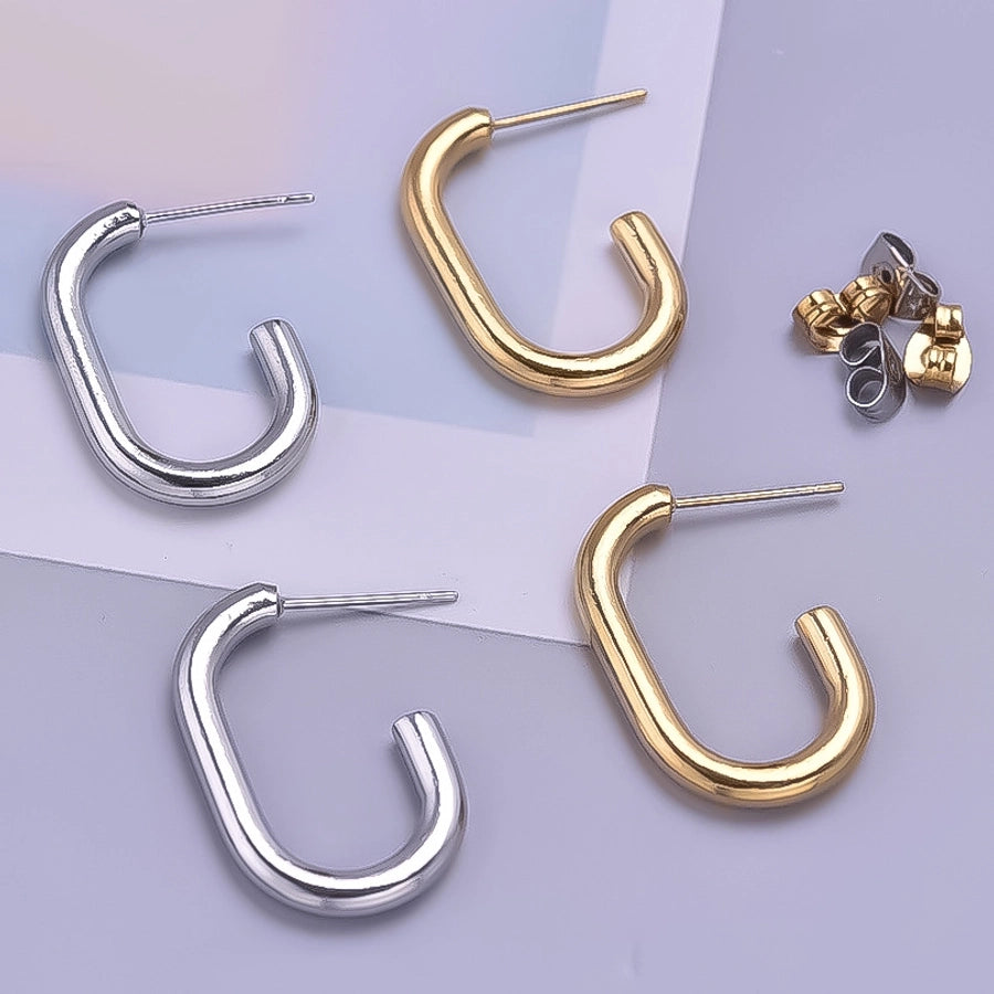 U Shaped Hoop Earrings [304 Stainless Steel]