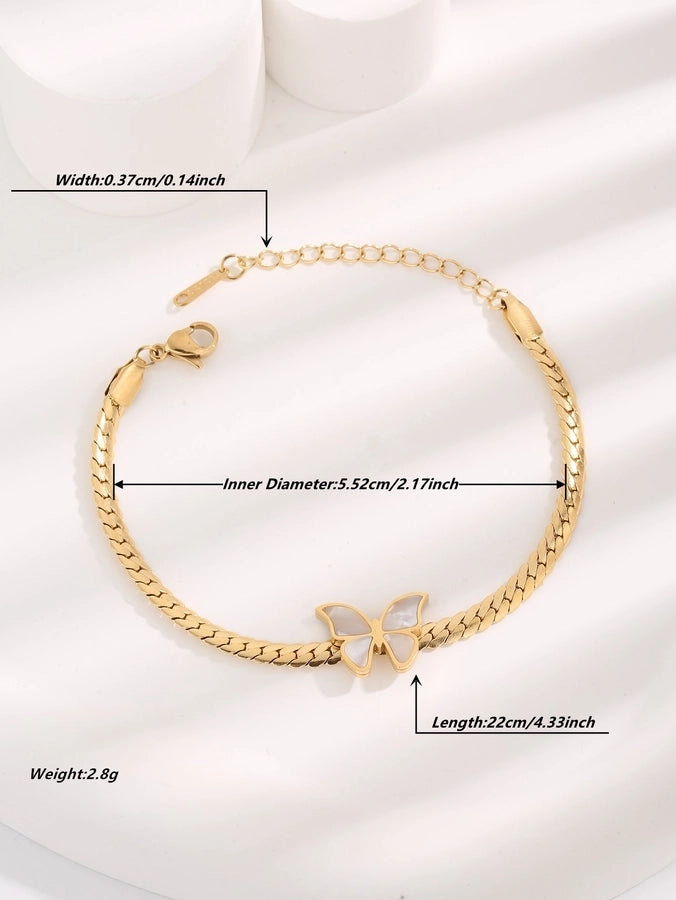 Oval Roman/Numeral/Butterfly Bracelets [304 Stainless Steel, 18K Gold Plated]