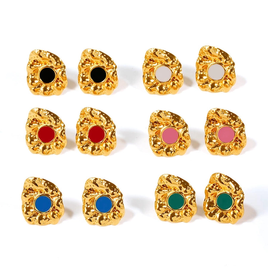 Vintage Style Stone Earrings [304 Stainless Steel,18K Gold Plated]