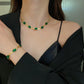 Green Artificial Gemstones Bracelet/Earrings/Necklace [Stainless Steel, 18K Gold Plated]