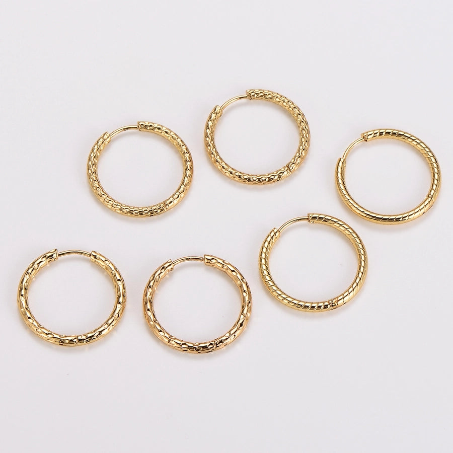 Pack of 12 Pairs Hoop Earrings [304 Stainless Steel,18K Gold Plated]