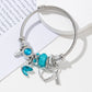 Heart Shape Butterfly Bangle Bracelet [304 Stainless Steel, Alloy]