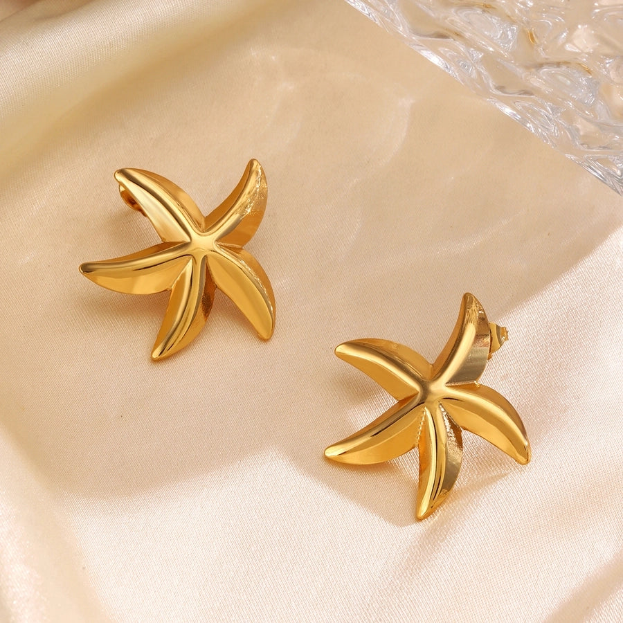 Starfish Earrings [304 Stainless Steel,18K Gold Plated]