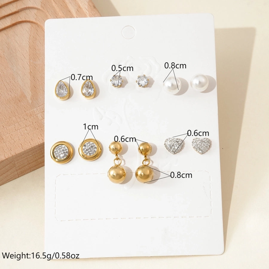 Random Style Earrings Sets [304 Stainless Steel, 14K Gold Plated]