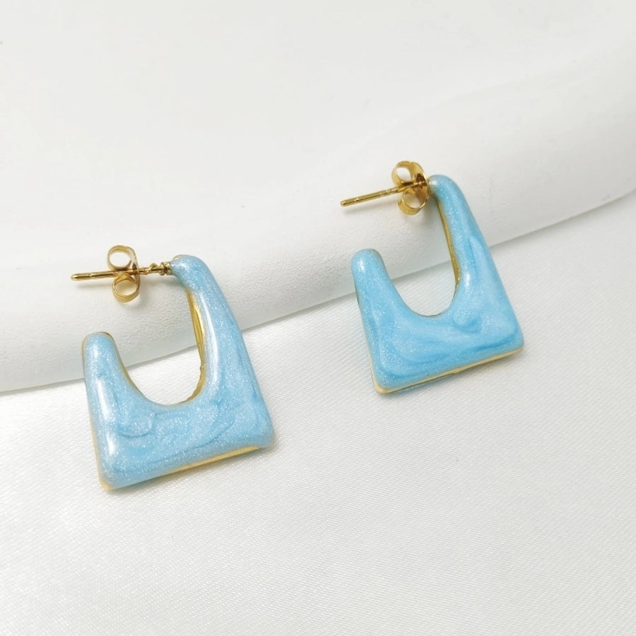 Geometric Enamel Colour Earrings [304 Stainless Steel]