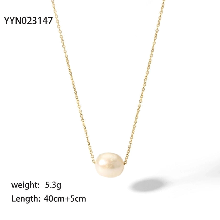 Freshwater Pearl Necklace [304 Stainless Steel,18K Gold Plated]