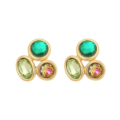 Mix Colour Glass Earrings [304 Stainless Steel,18K Gold Plated]