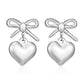 Heart Shape Bow Knot Earrings [304 Stainless Steel,18K Gold Plated]