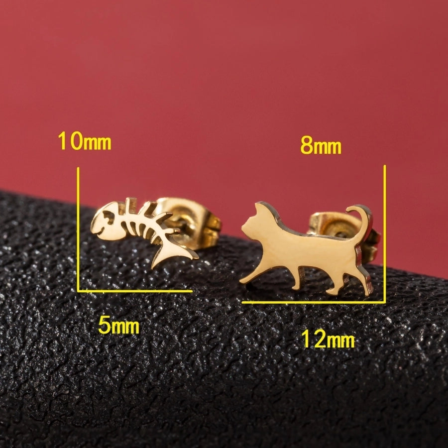 Animal Stud Earrings [304 Stainless Steel,18K Gold Plated]