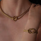 Knot Bracelet/Necklace/Jewelry Set [304 Stainless Steel, 18K Gold Plated]