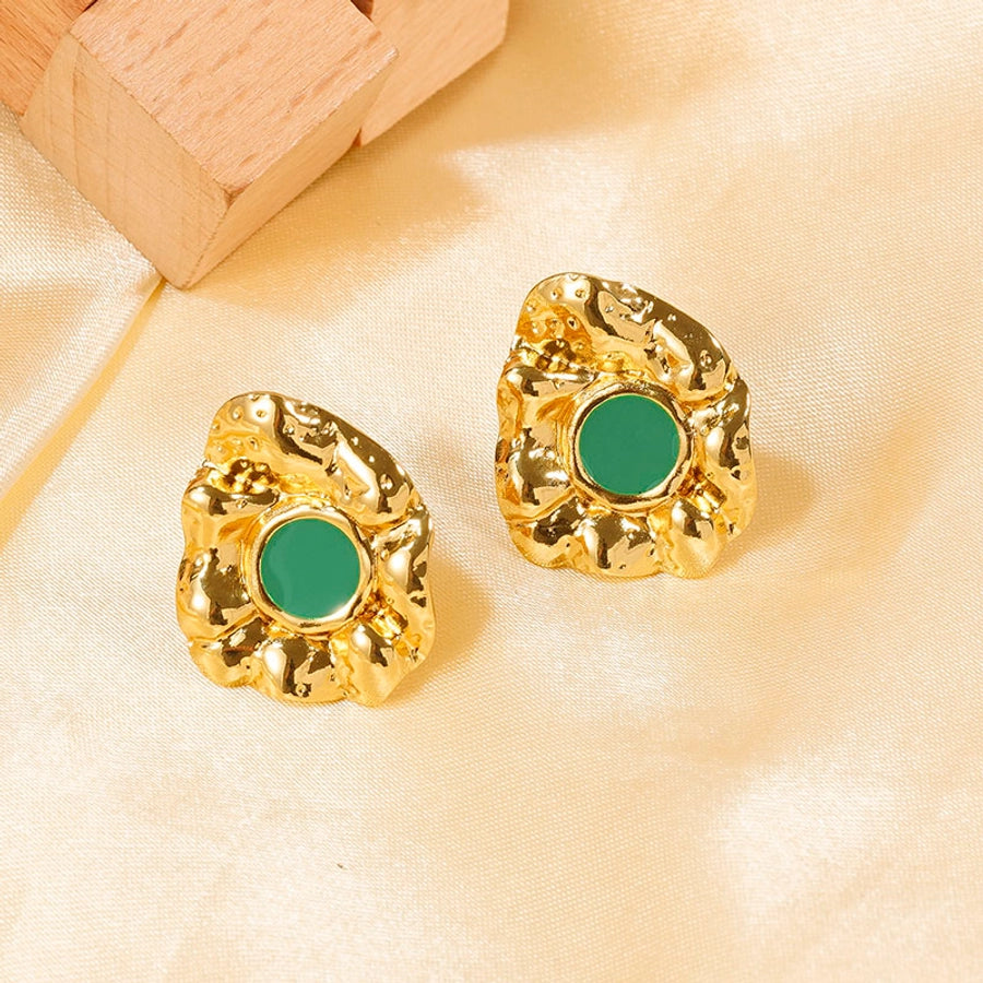 Vintage Style Stone Earrings [304 Stainless Steel,18K Gold Plated]