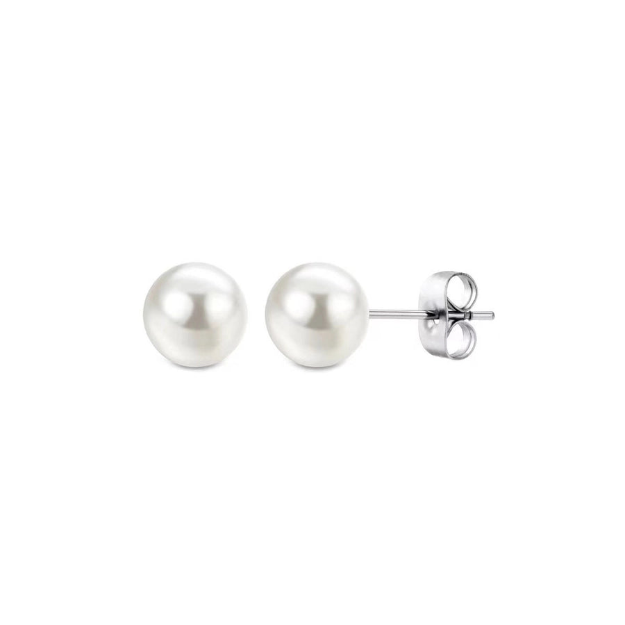 Silver Pearl Earrings [304 Stainless Steel]