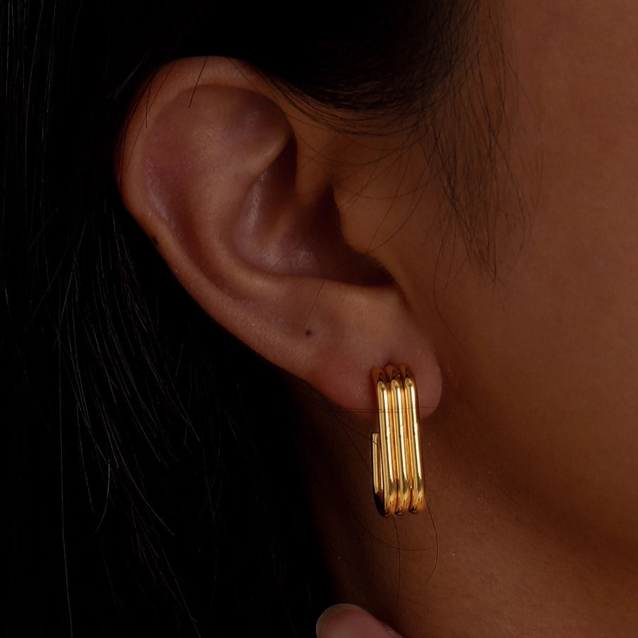 Lines Earrings [201 Stainless Steel,18K Gold Plated]