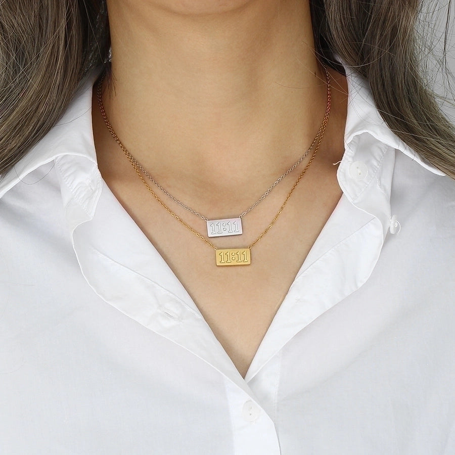 11 Number Necklace [304 Stainless Steel,18K Gold Plated]