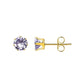 Round Colored Rhinestone Stud Earrings [304 Stainless Steel,18K Gold Plated]