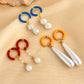 Colour Pearl Drop Earrings [201 Stainless Steel,18K Gold Plated]