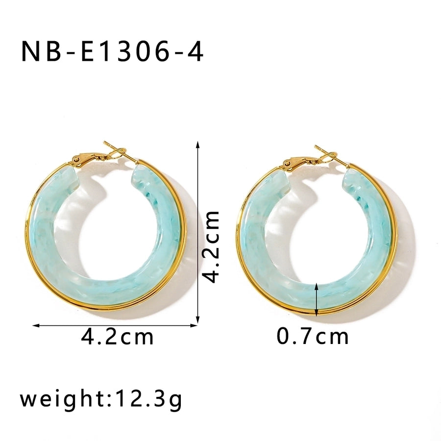 Kruhové vícebarevné náušnice [304 z nerezové oceli, 18k zlaté]