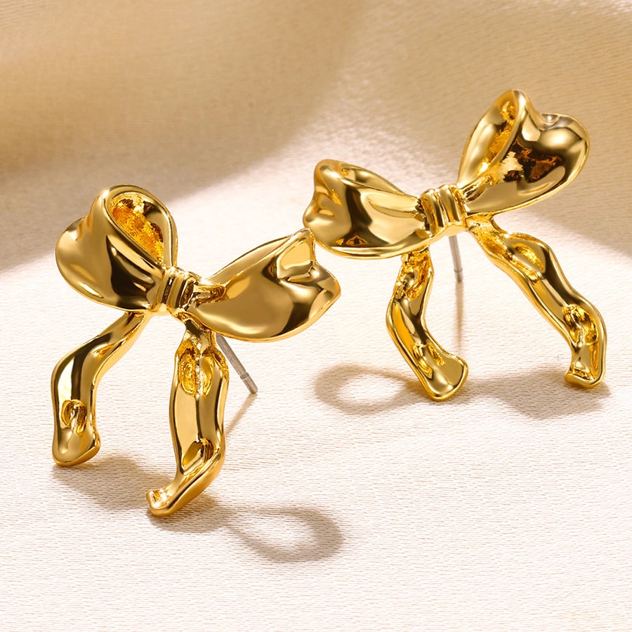 Bow Knot Ored Studs [304 en acier inoxydable, 18 carats en or]