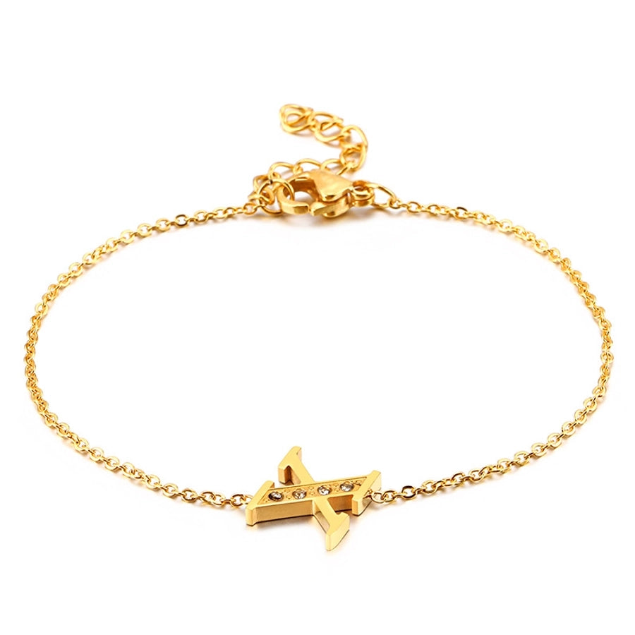 Letter Bracelets [304 Stainless Steel,18K Gold Plated]