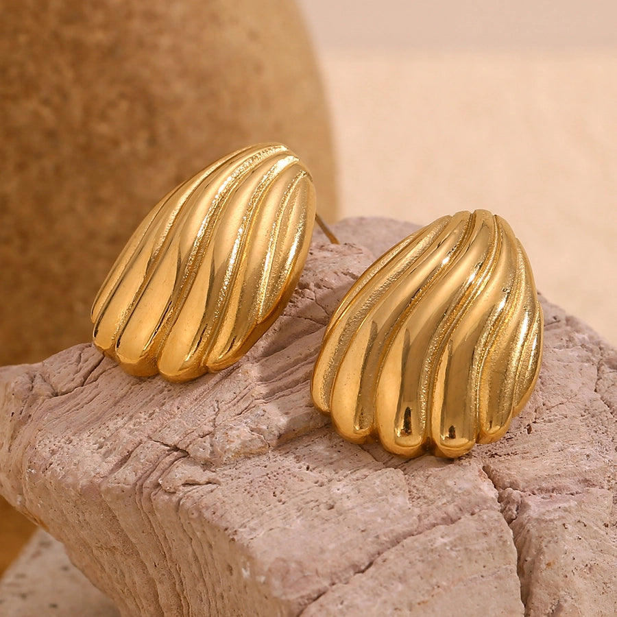 Wavy Stripes Earrings [304 Stainless Steel,18K Gold Plated]