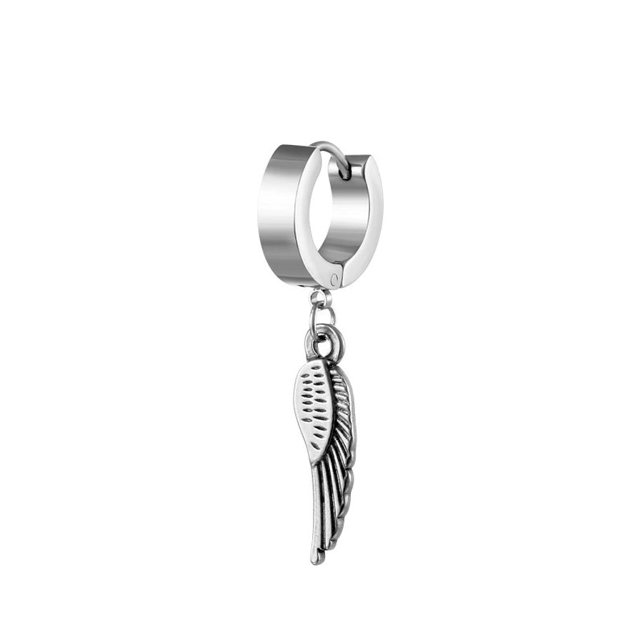 fashion feather snake lock stainless steel polishing drop earrings 1 piece