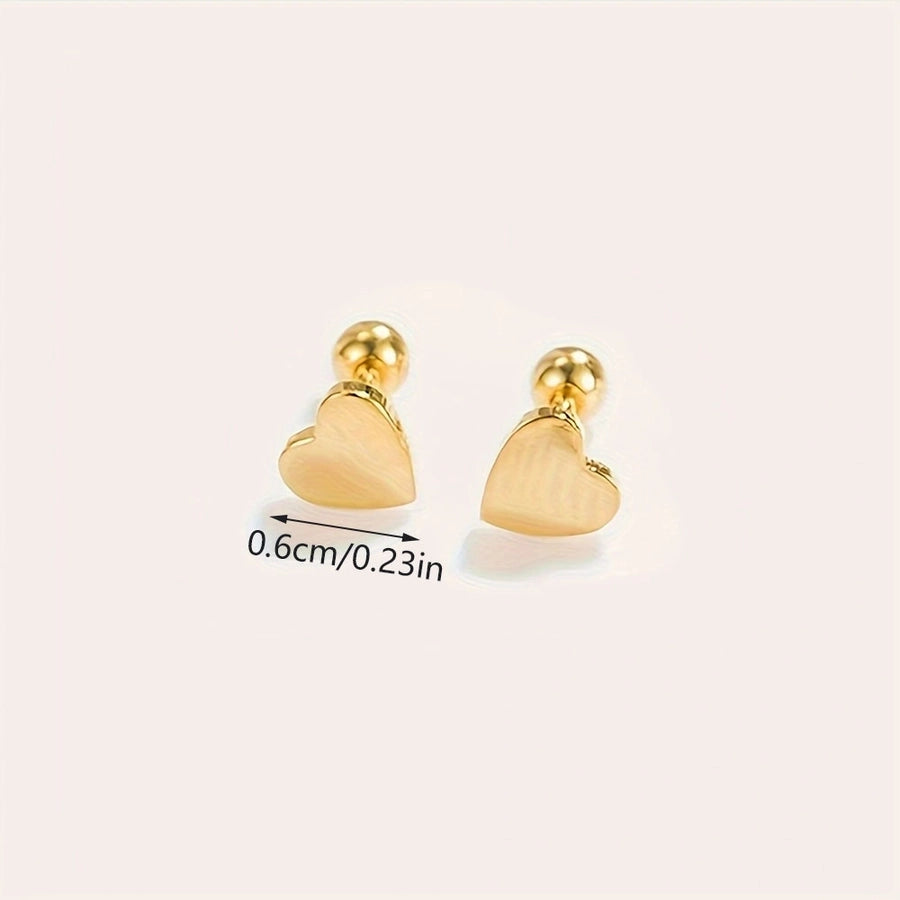 Star Heart Shape Stud Earrings [304 Stainless Steel,18K Gold Plated]