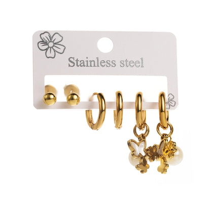 Random Style Earrings Set [304 Stainless Steel, 18K Gold Plated]