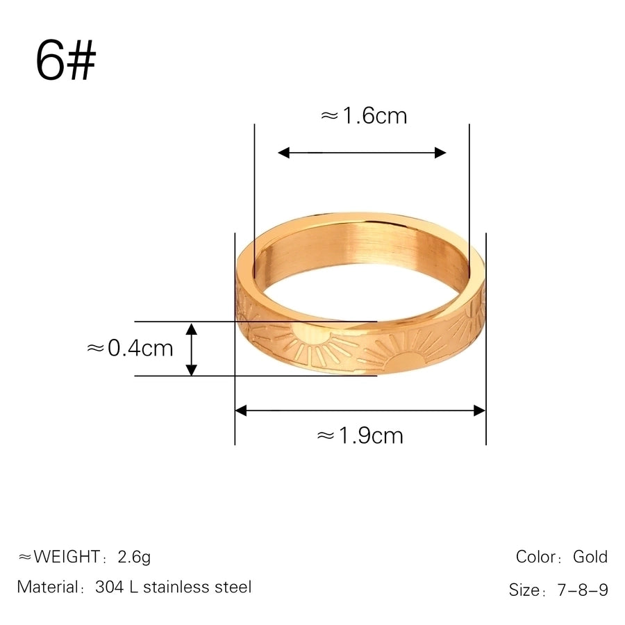 Anel de estrela solar brilhante [304 aço inoxidável 18k ouro banhado]