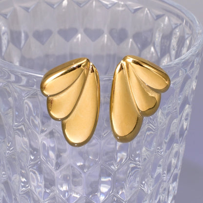 Abstract Angel Wing Stud Earrings [Stainless Steel]