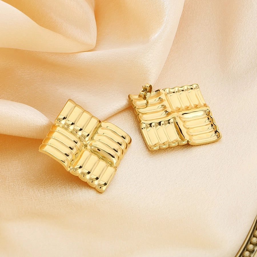 Big Square Earrings [304 Stainless Steel, 18K Gold Plated]