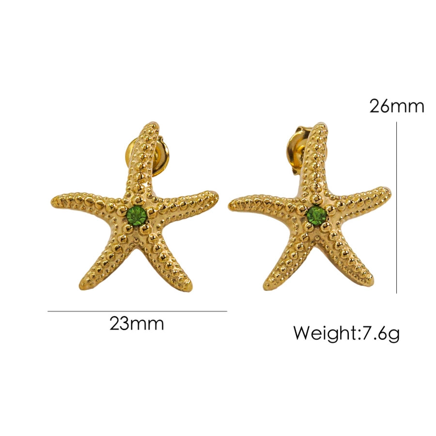 Starfish Earrings [304 Stainless Steel,14K Gold Plated]