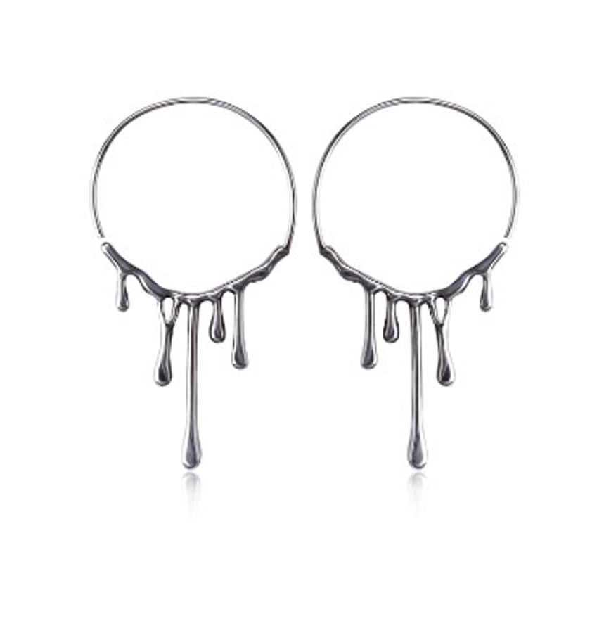 Water Droplets Hoop Earrings [304 Stainless Steel]