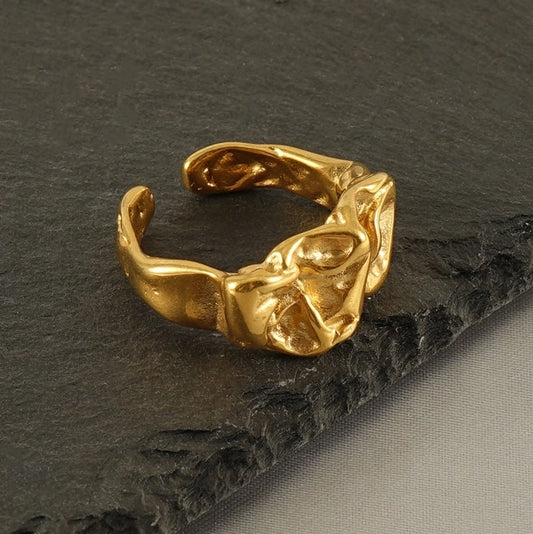 Anello aperto irregolare [in acciaio inossidabile 18K oro placcato]