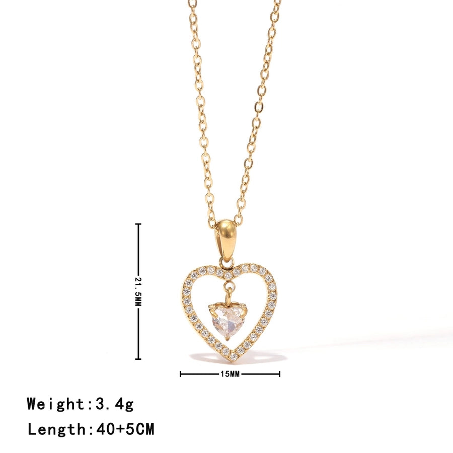 Heart Shape Necklace [304 Stainless Steel,16K Gold Plated]