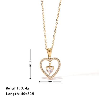 Heart Shape Necklace [304 Stainless Steel,16K Gold Plated]