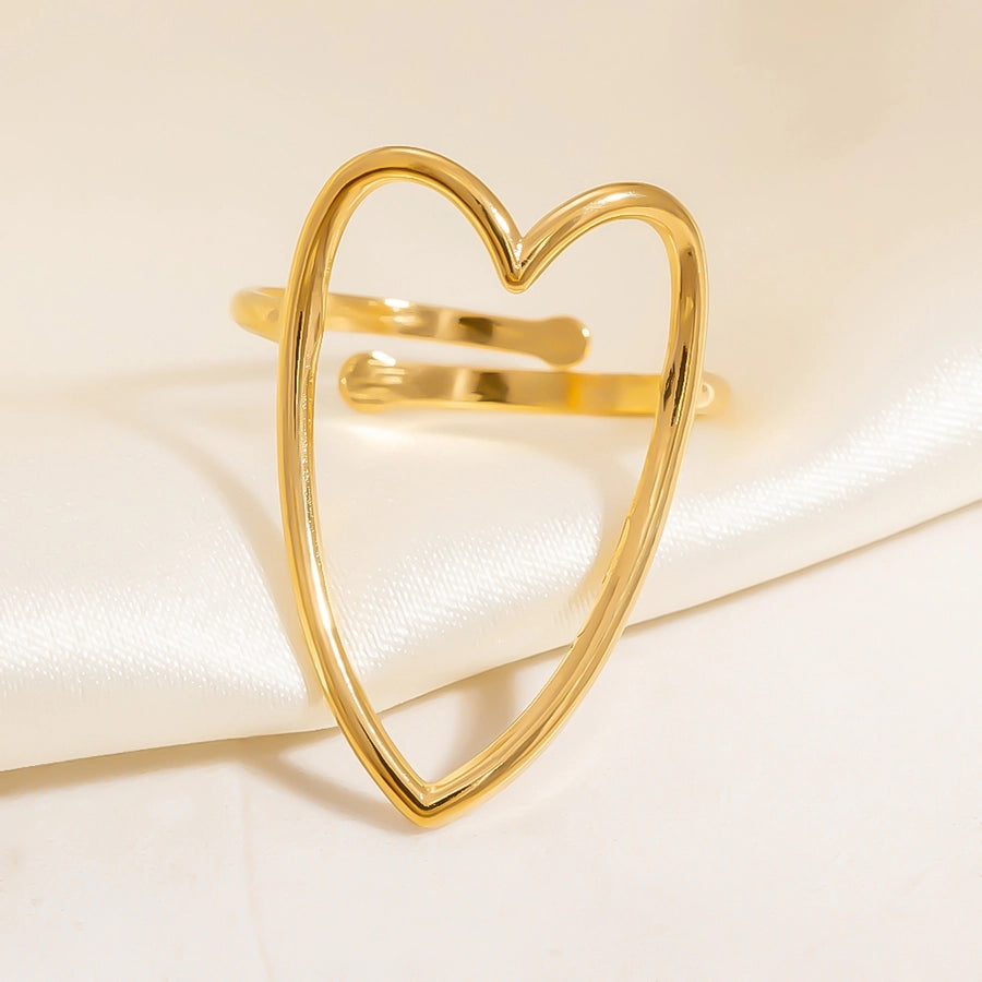 Heart Shape Open Rings  [304 Stainless Steel]