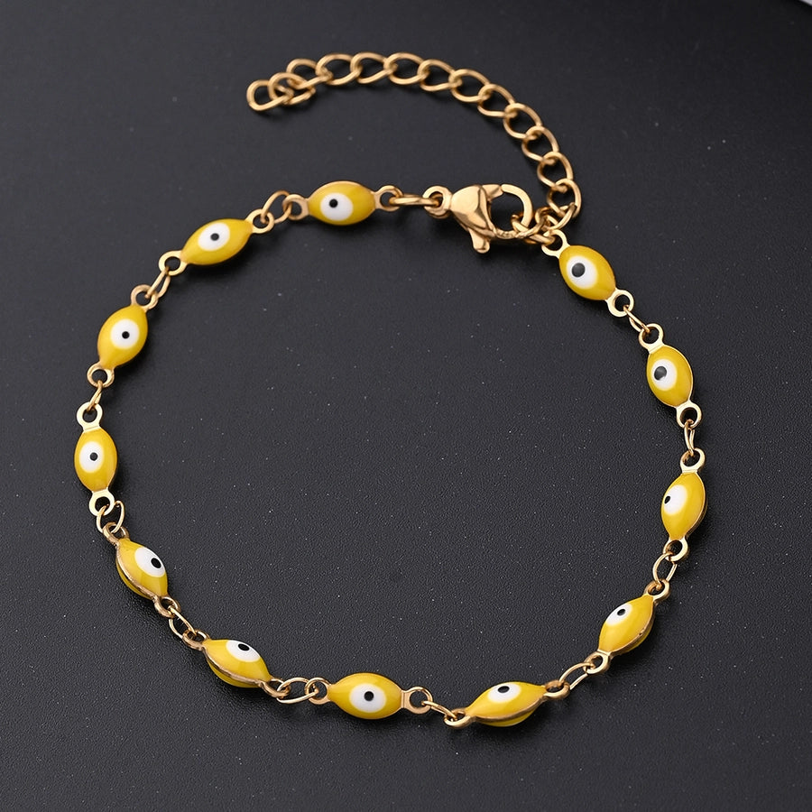 Devil's Eye Oval Bracelets [304 Stainless Steel, 18K Gold Plated]