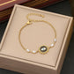 Glass Stones Symbols Bracelet [Stainless Steel,18K Gold Plated]