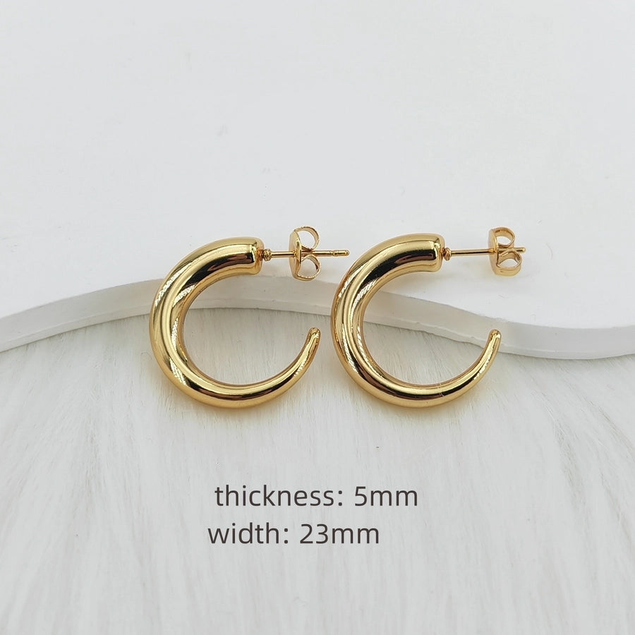 Mix Shape Moon Hoop Earrings [304 Stainless Steel,18K,24k Gold Plated]