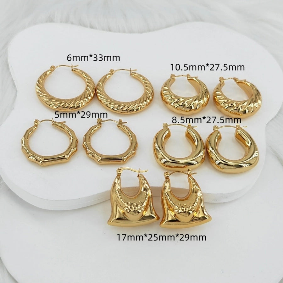 Vintage Style U Shape Earrings [304 Stainless Steel, 18K, 24K Gold Plated]