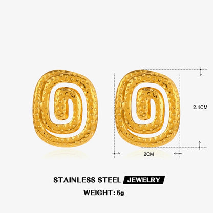 Spiral Plating Earrings [304 Stainless Steel, 18K Gold Plated]