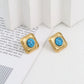 Square Natural Stone Ear Studs [304 Stal nierdzewna, 18 -karatowy złota]