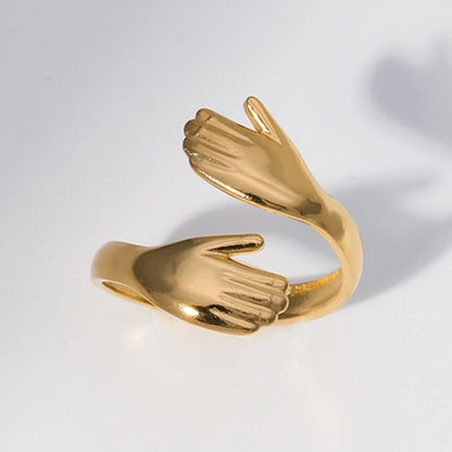 Anillo de abrazo [304 acero inoxidable, 18K de oro chapado]