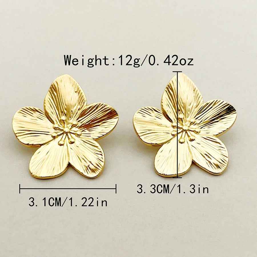 Mix Flower Earrings [304 Stainless Steel,14K Gold Plated]