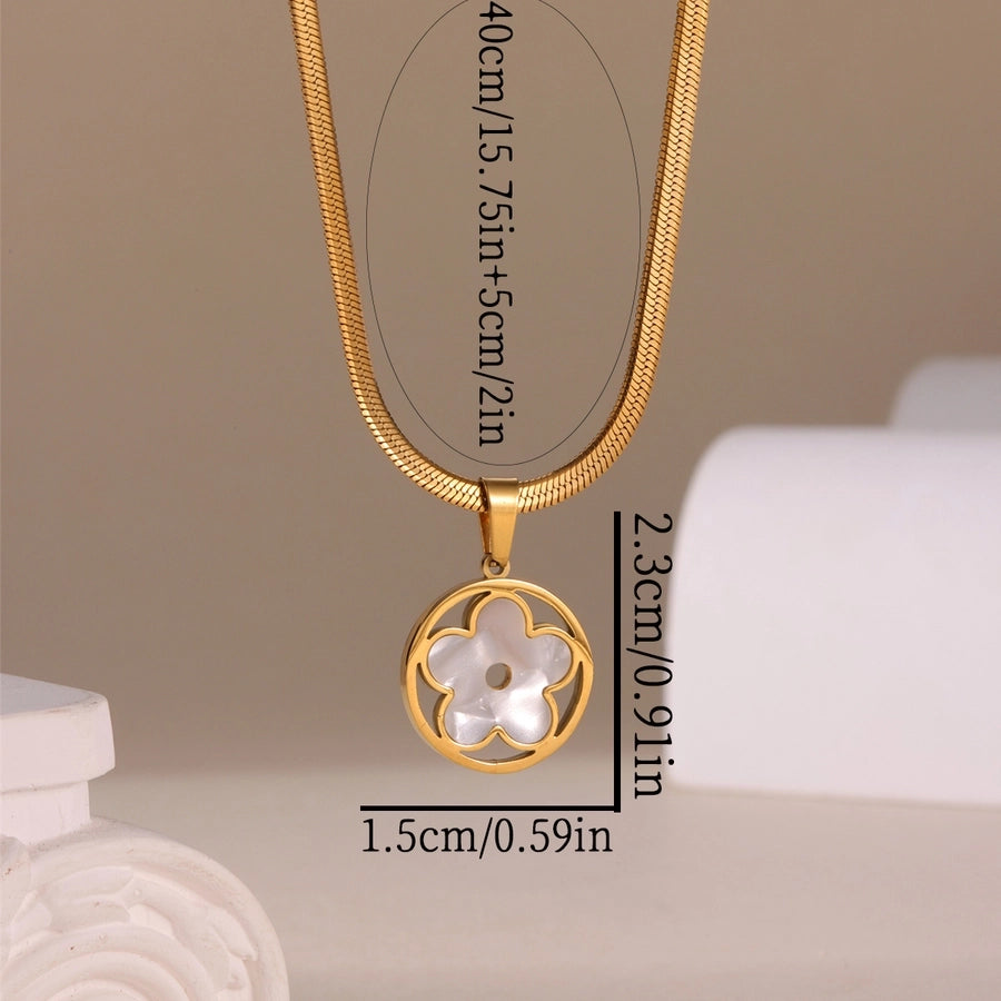 Shell Plumeria Rubra Necklace [Stainless Steel,18K Gold Plated]