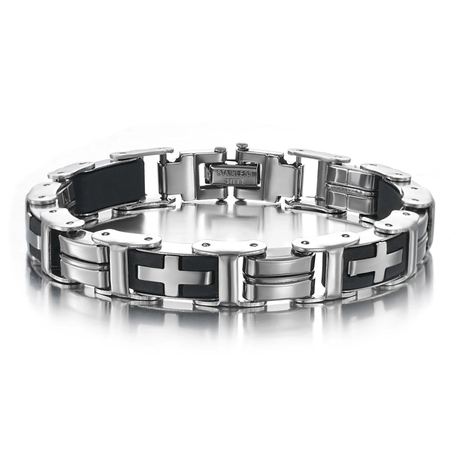 Vintage Style Punk British Style Cross Bracelet [304 Stainless Steel]